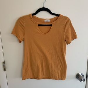 Anthropologie t.la Bunt Yellow Keyhole T Shirt Size XS